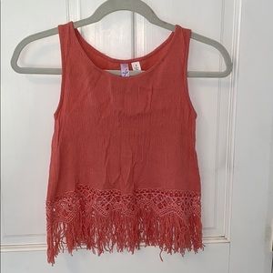Pink-orangish tank top with knit bottom